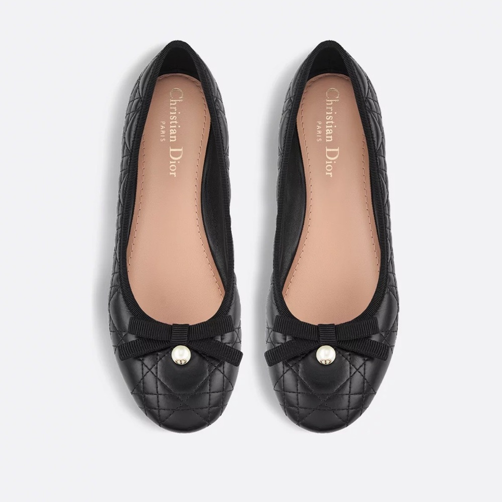 Dior Black Quilted Leather Flats